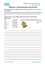 Worksheets for kids - instructional writing,directions-shipwrecked